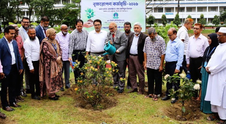 সিকৃবি ক্যাম্পাসে শোভা বৃদ্ধিতে শাহজালাল ব্যাংকের সহযোগিতায় বৃক্ষরোপণ কর্মসূচি